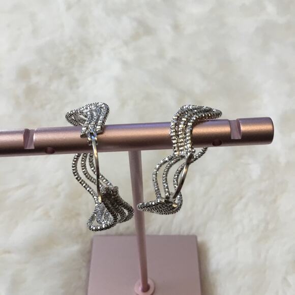 Silver Trio-Wave Crystals Earrings - Picture 3 of 8